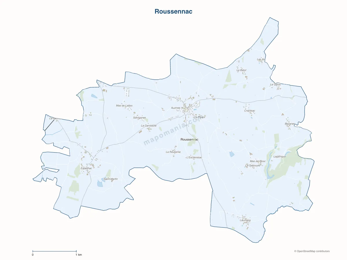 Carte de Roussennac à personnaliser