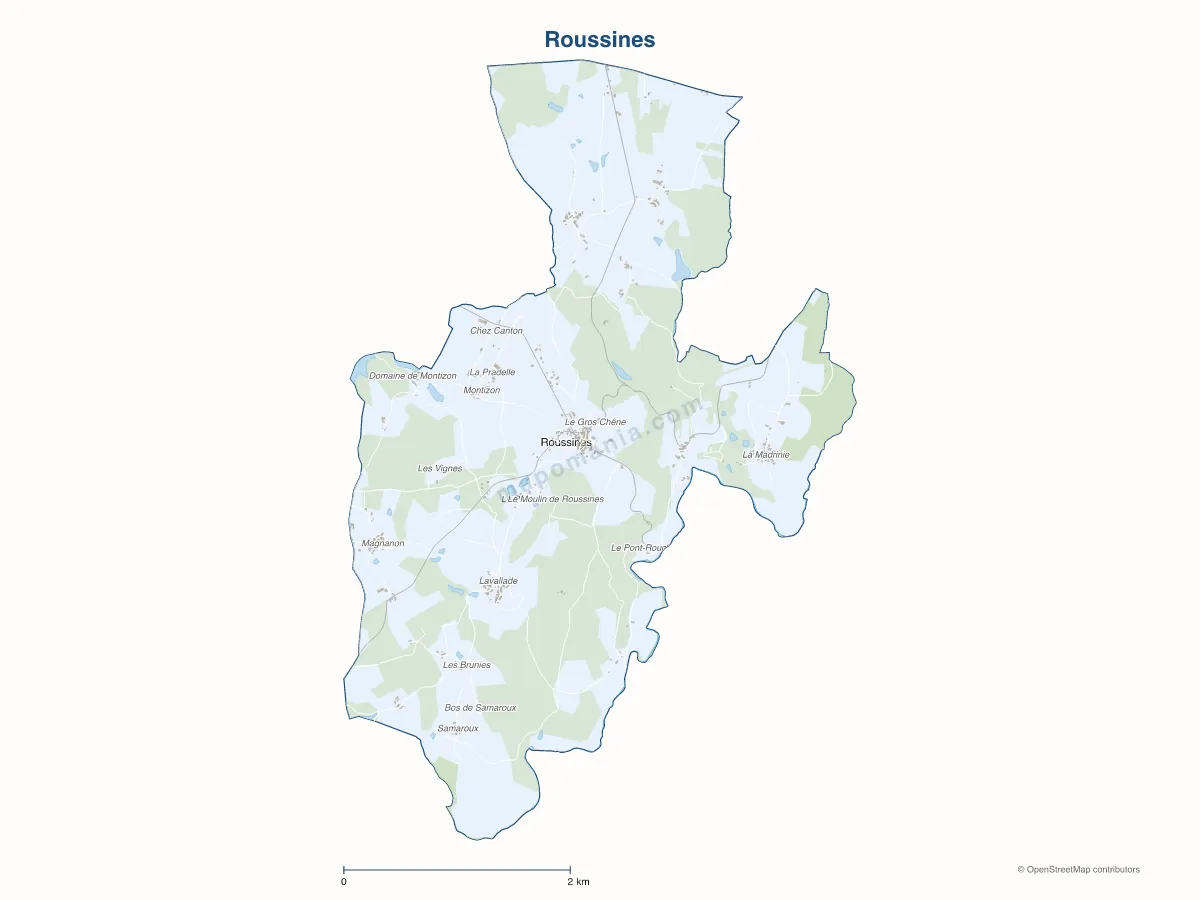 Carte de Roussines à personnaliser