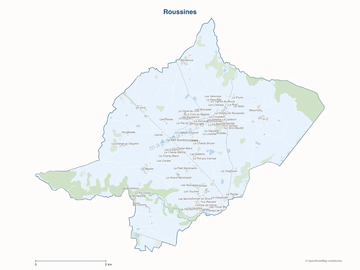Carte de Roussines à personnaliser