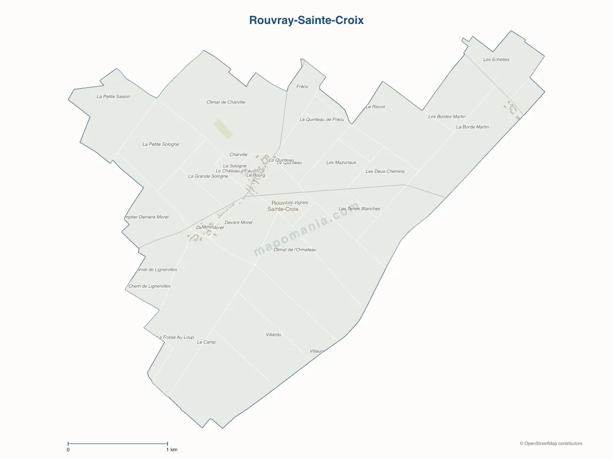 Carte de Rouvray-Sainte-Croix à personnaliser
