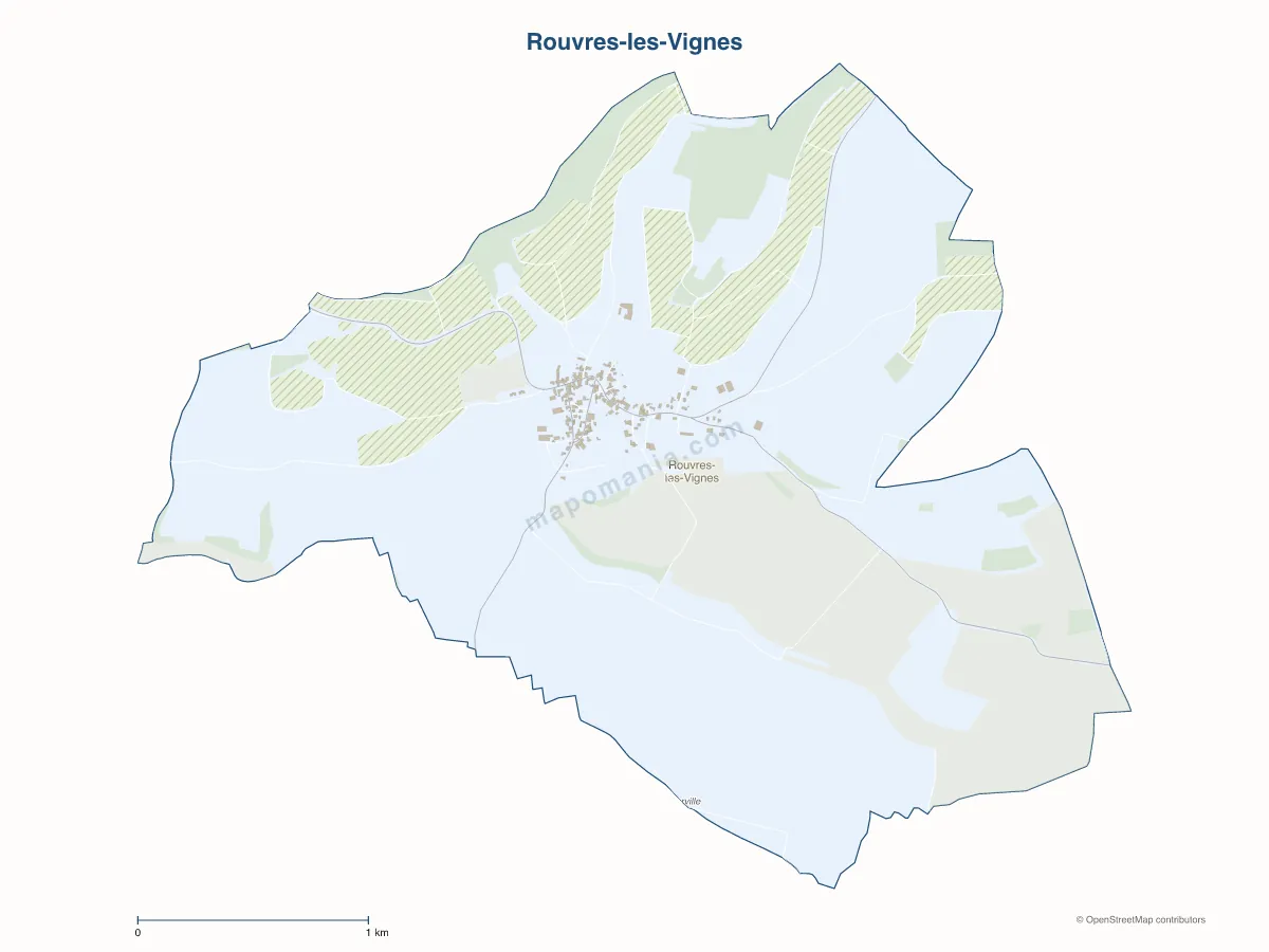 Carte de Rouvres-les-Vignes à personnaliser