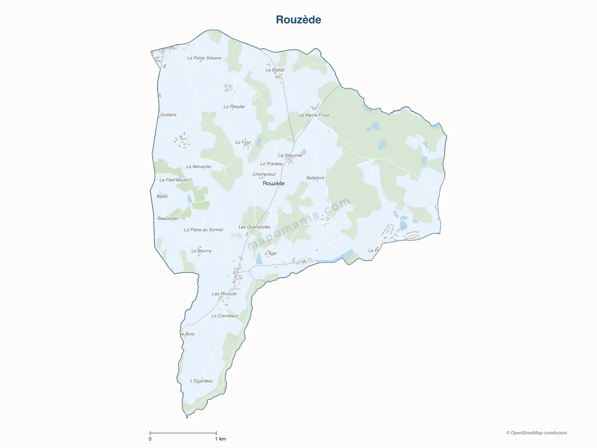 Carte de Rouzède à personnaliser