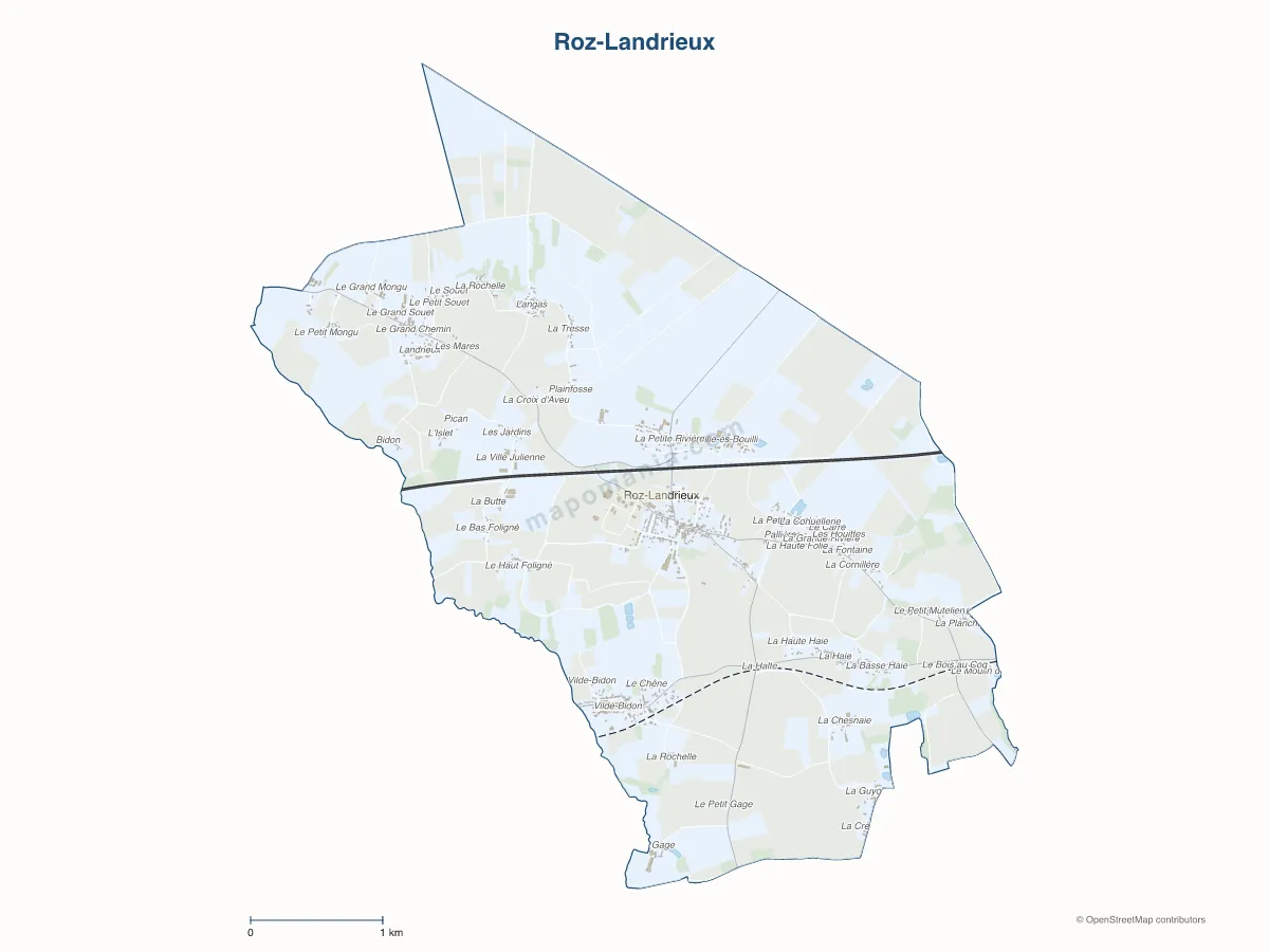 Carte de Roz-Landrieux à personnaliser