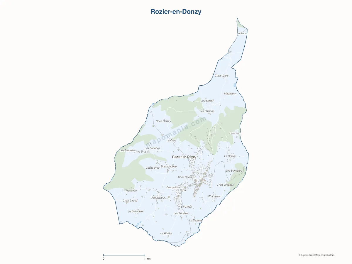Carte de Rozier-en-Donzy à personnaliser