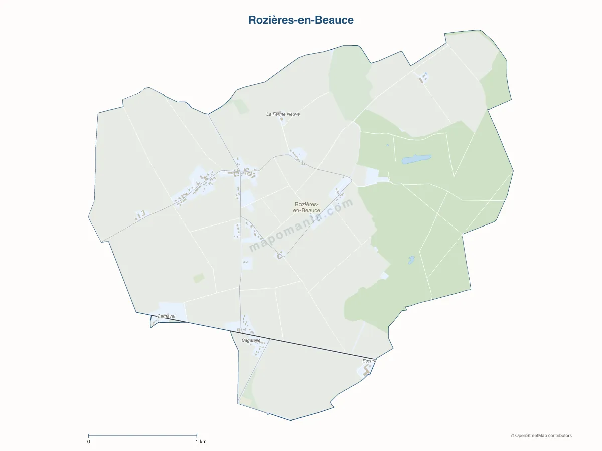 Carte de Rozières-en-Beauce à personnaliser