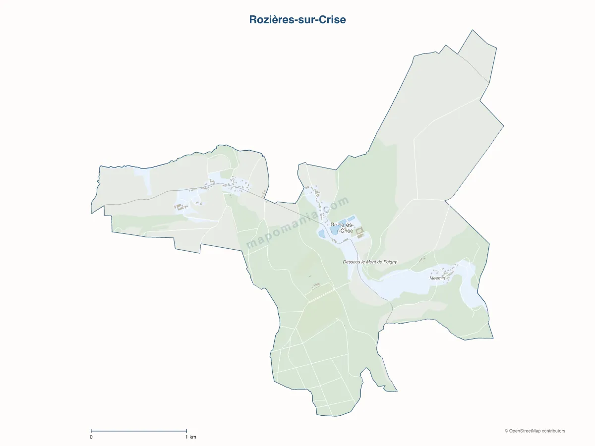 Carte de Rozières-sur-Crise à personnaliser