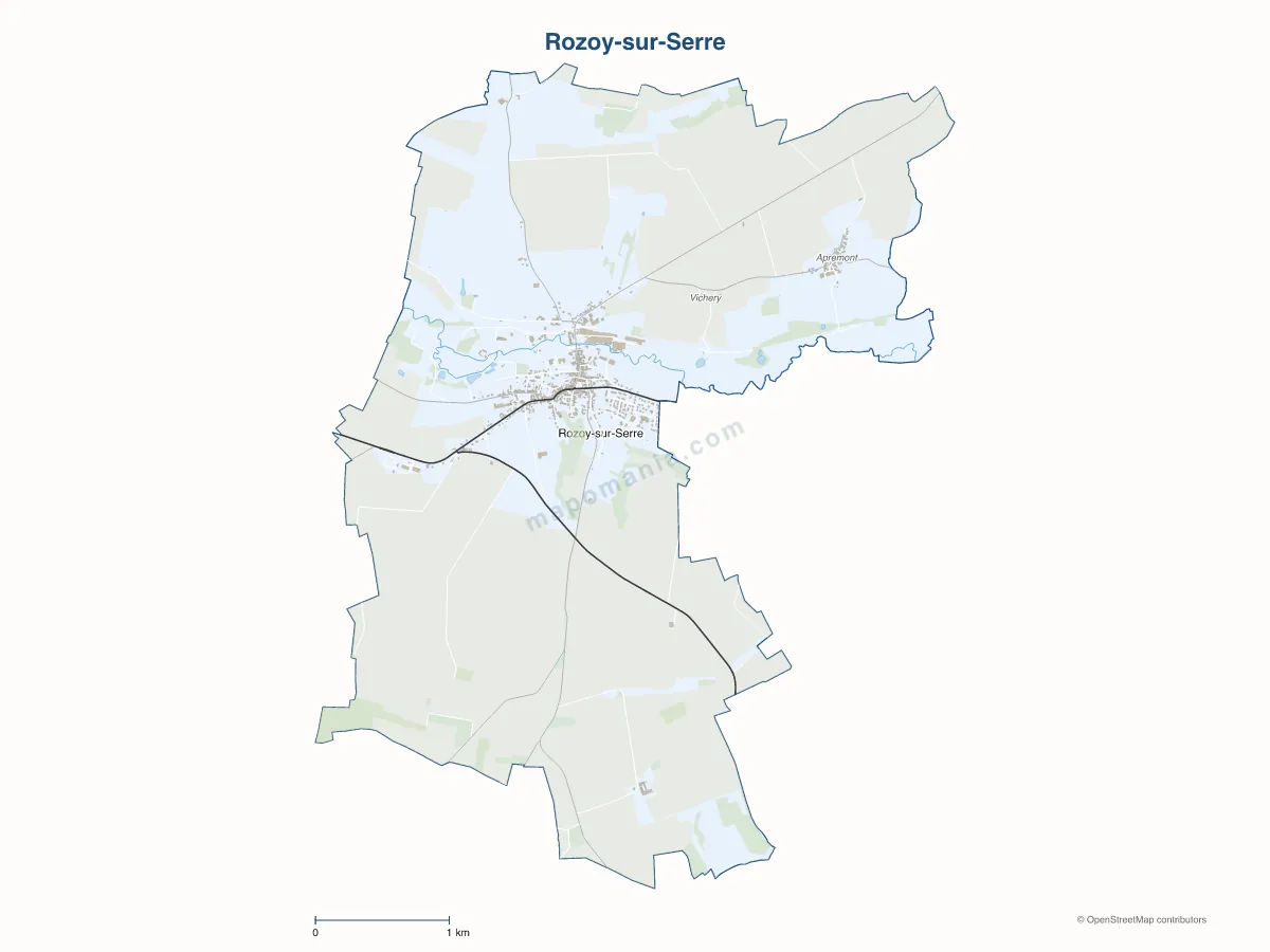 Carte de Rozoy-sur-Serre à personnaliser