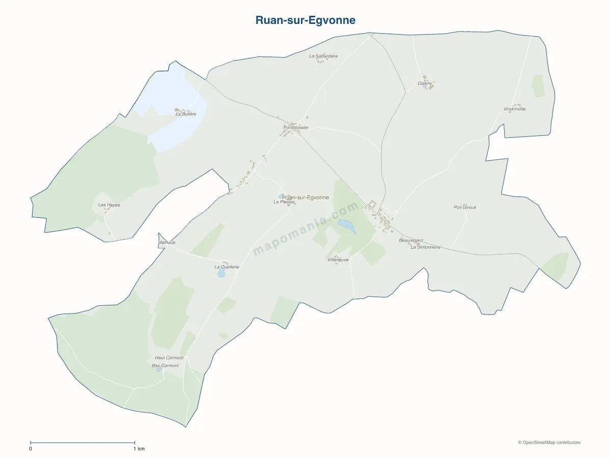 Carte de Ruan-sur-Egvonne à personnaliser