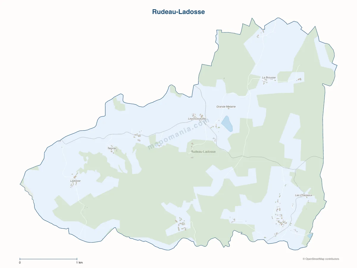 Carte de Rudeau-Ladosse à personnaliser