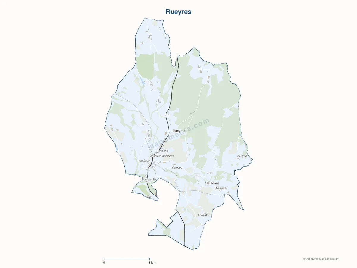 Carte de Rueyres à personnaliser