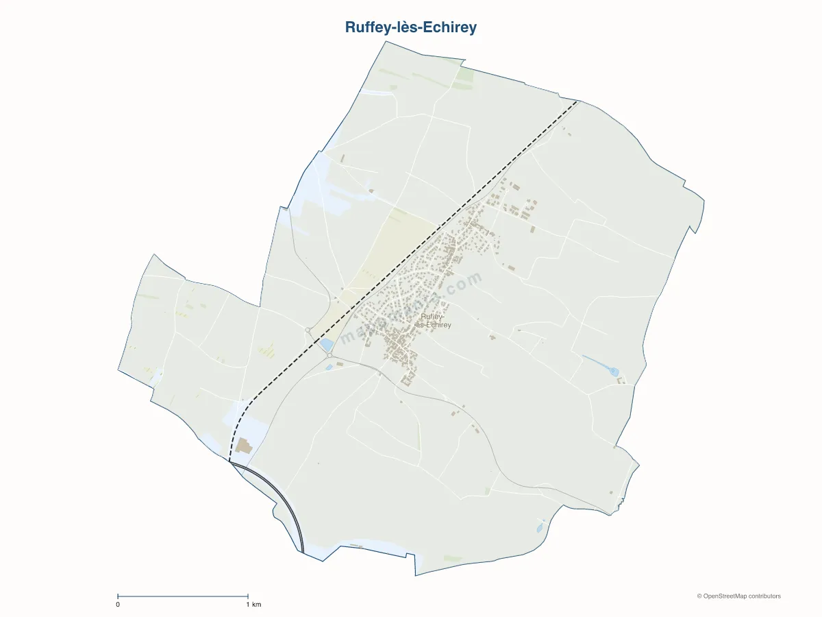 Carte de Ruffey-lès-Echirey à personnaliser