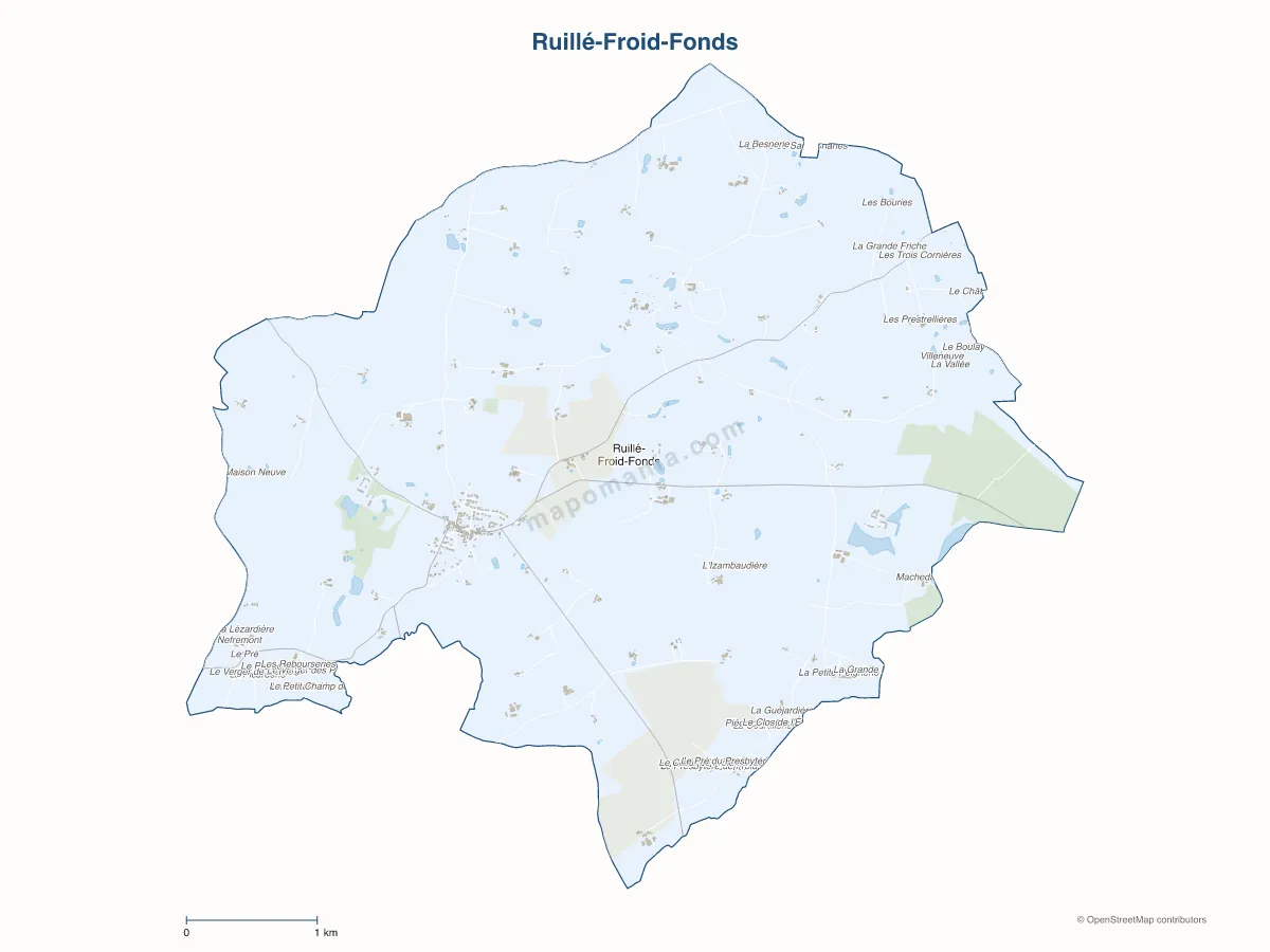 Carte de Ruillé-Froid-Fonds à personnaliser