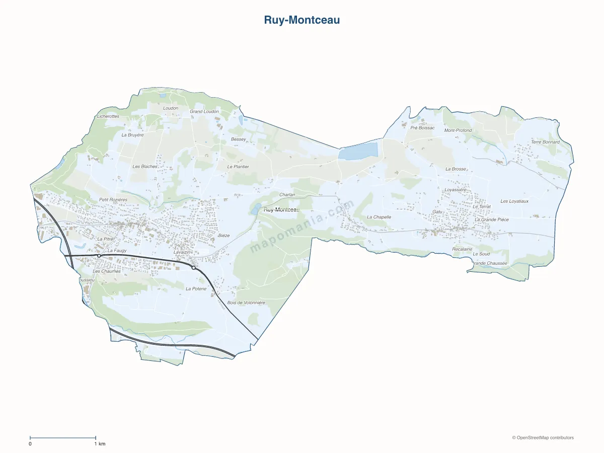 Carte de Ruy-Montceau à personnaliser