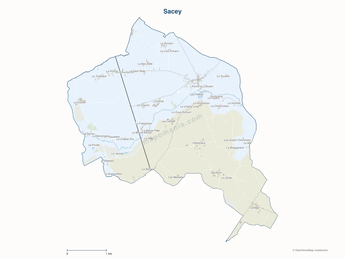 Carte de Sacey à personnaliser