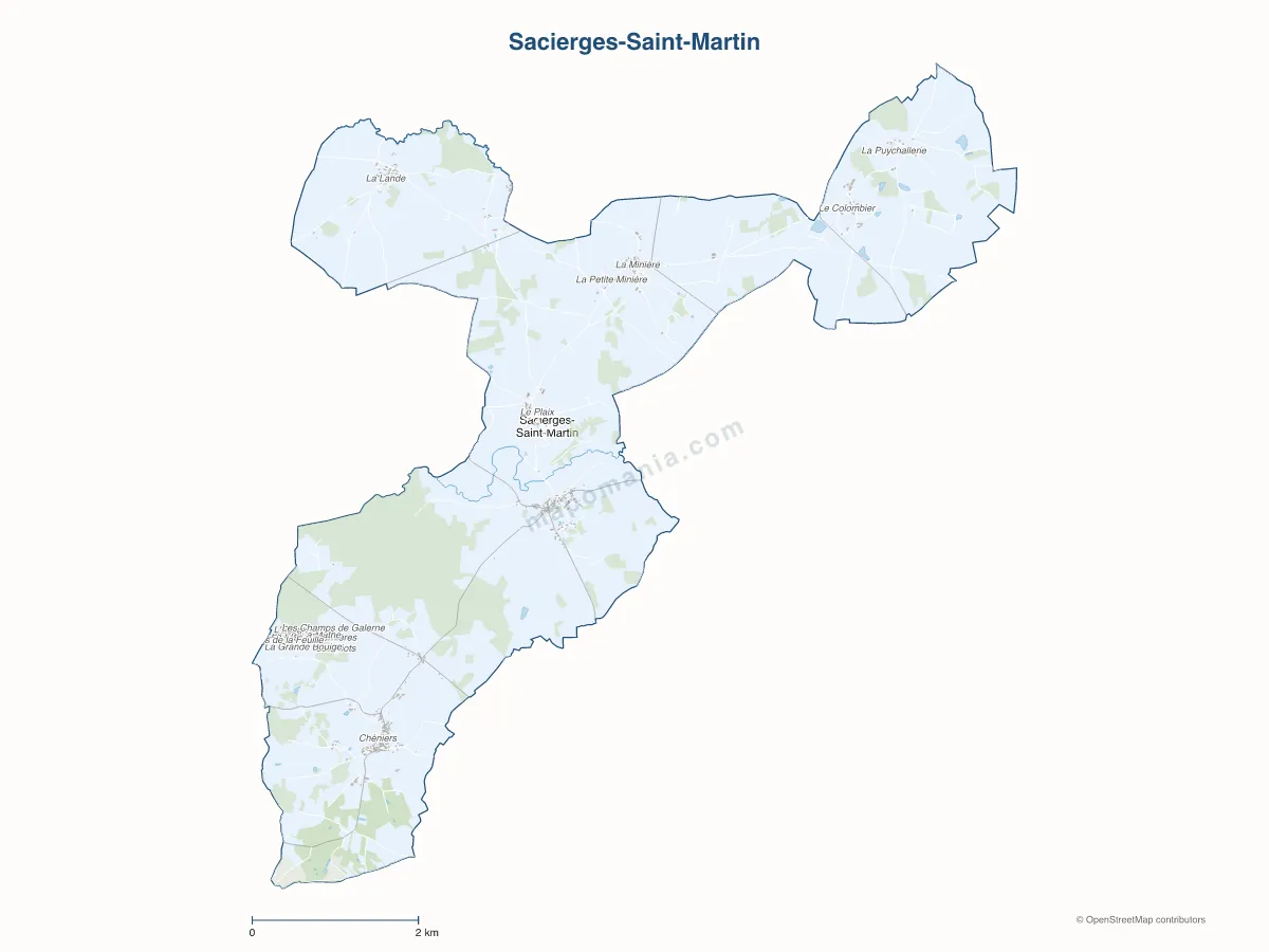 Carte de Sacierges-Saint-Martin à personnaliser