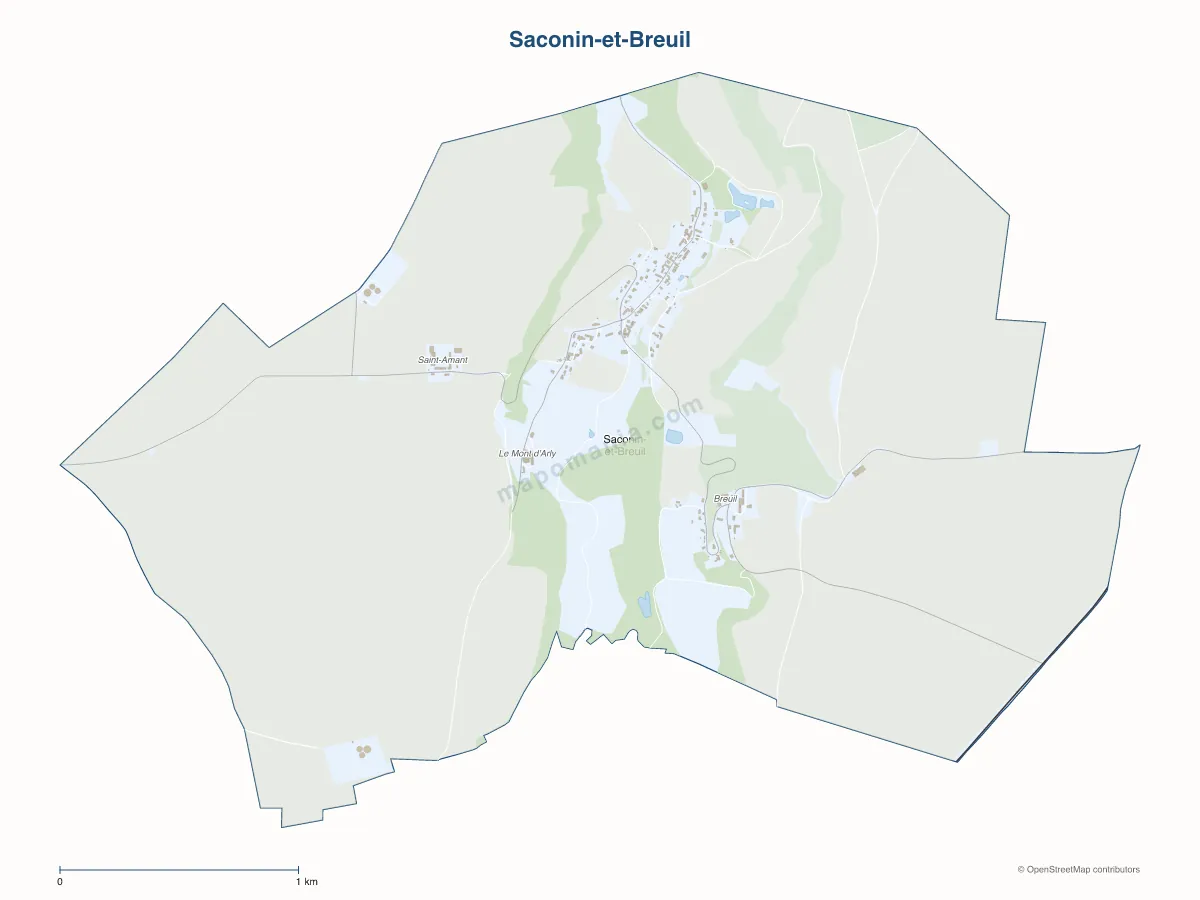 Carte de Saconin-et-Breuil à personnaliser
