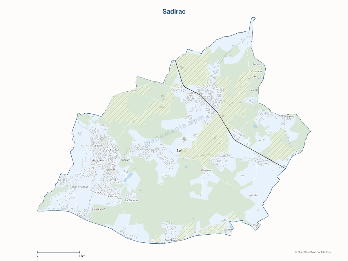 Carte de Sadirac à personnaliser