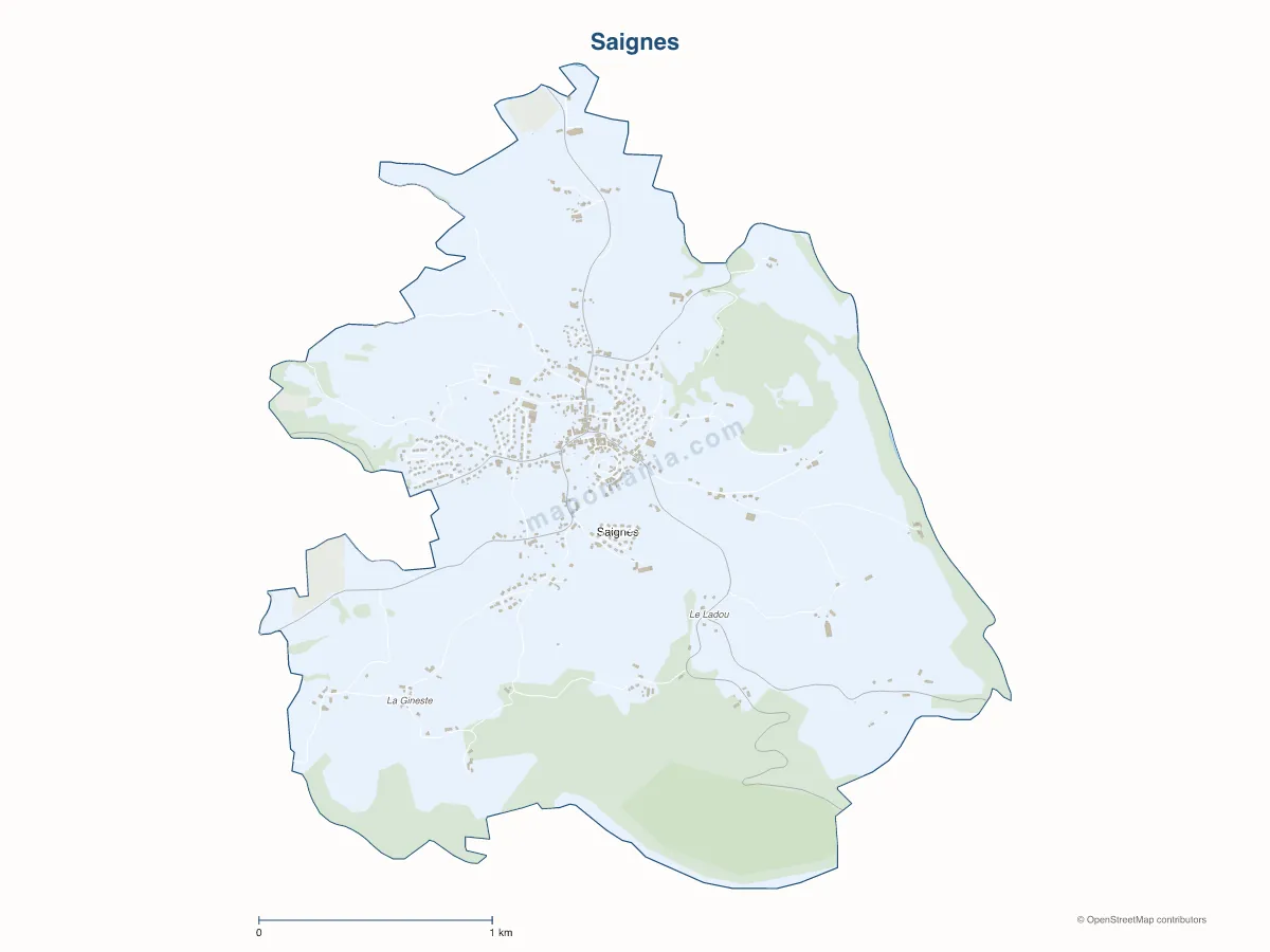 Carte de Saignes à personnaliser