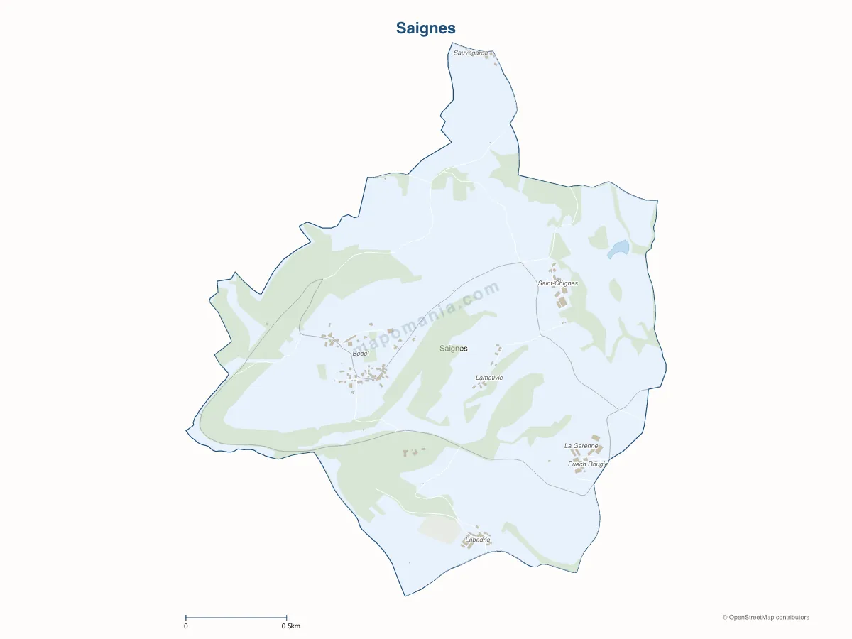 Carte de Saignes à personnaliser