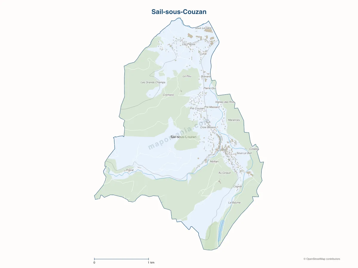 Carte de Sail-sous-Couzan à personnaliser