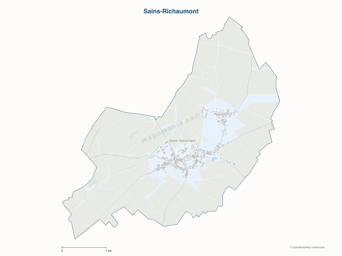 Carte de Sains-Richaumont à personnaliser
