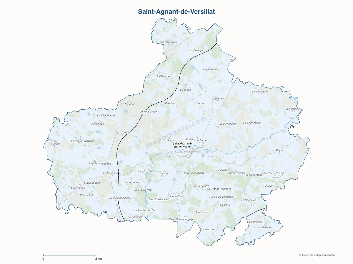 Carte de Saint-Agnant-de-Versillat à personnaliser