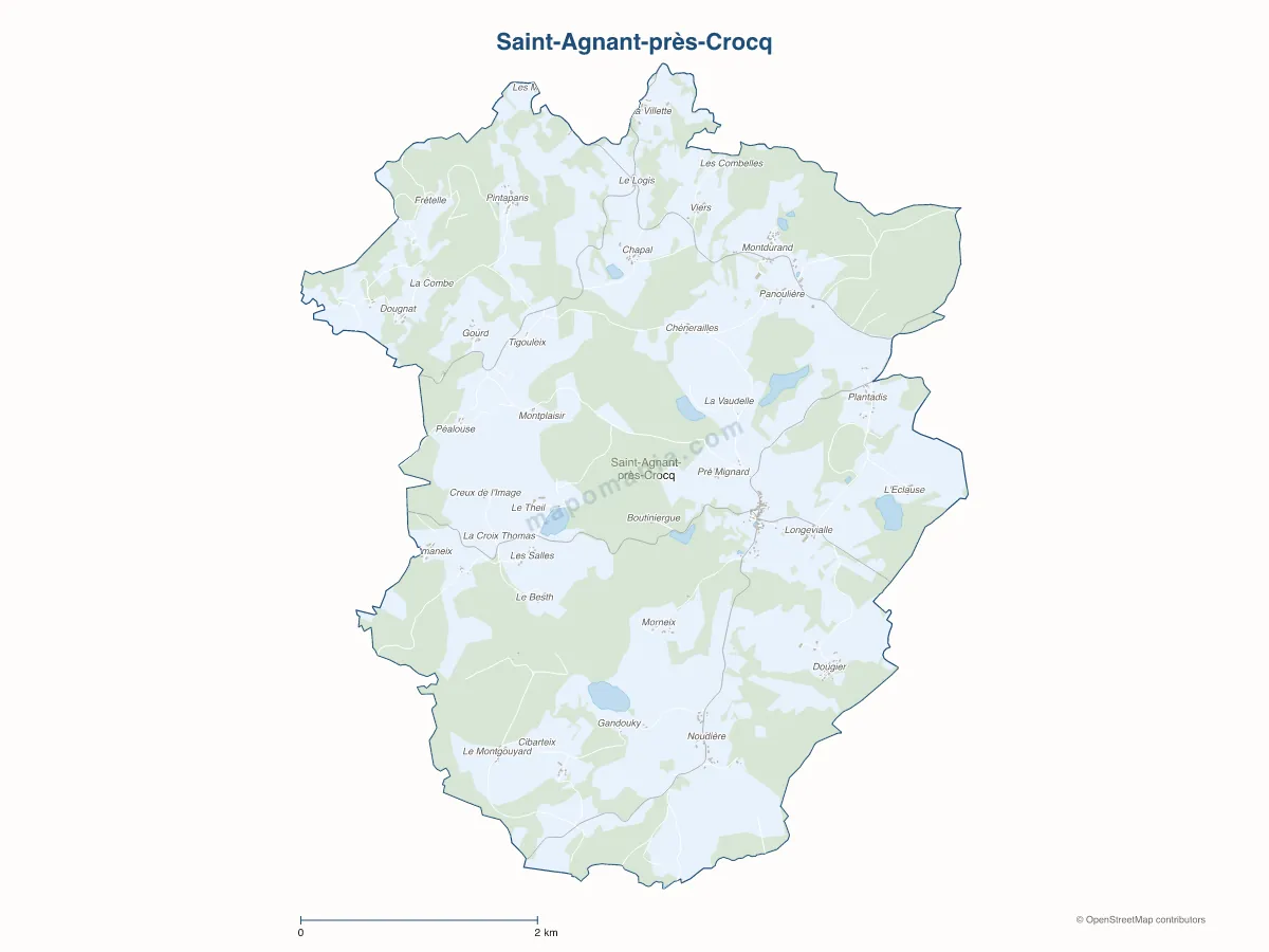 Carte de Saint-Agnant-près-Crocq à personnaliser