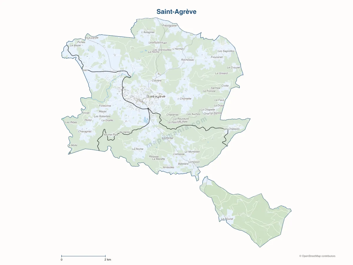Carte de Saint-Agrève à personnaliser