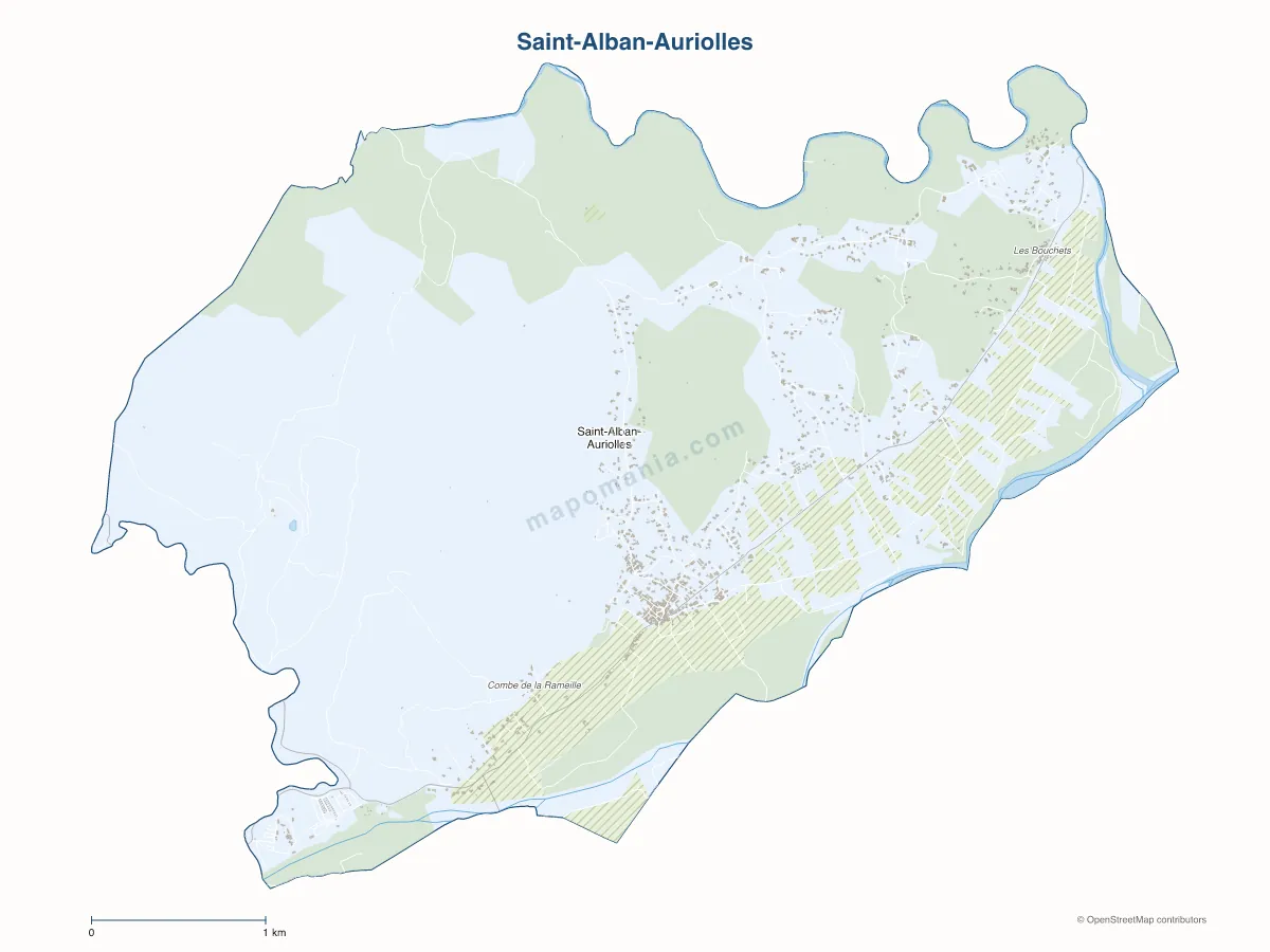 Carte de Saint-Alban-Auriolles à personnaliser