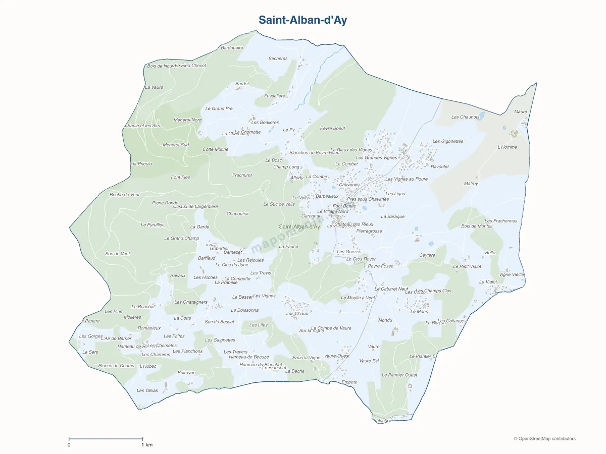 Carte de Saint-Alban-d'Ay à personnaliser
