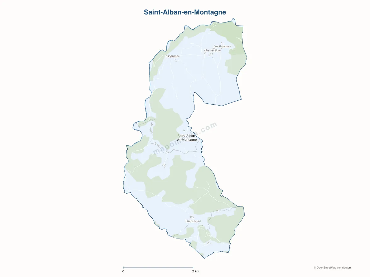 Carte de Saint-Alban-en-Montagne à personnaliser