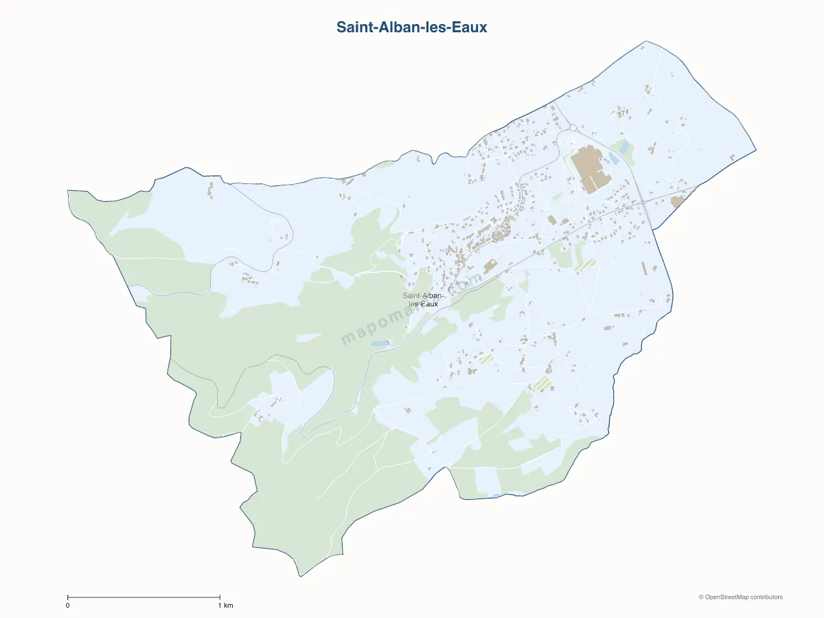 Carte de Saint-Alban-les-Eaux à personnaliser