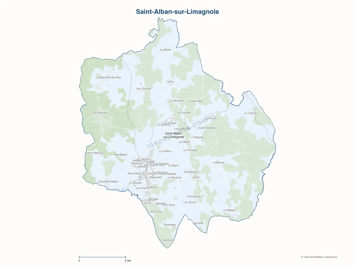 Carte de Saint-Alban-sur-Limagnole à personnaliser