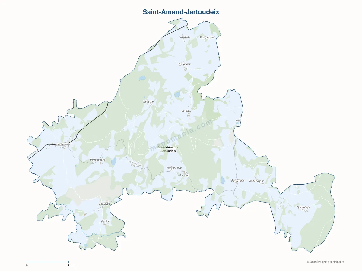 Carte de Saint-Amand-Jartoudeix à personnaliser
