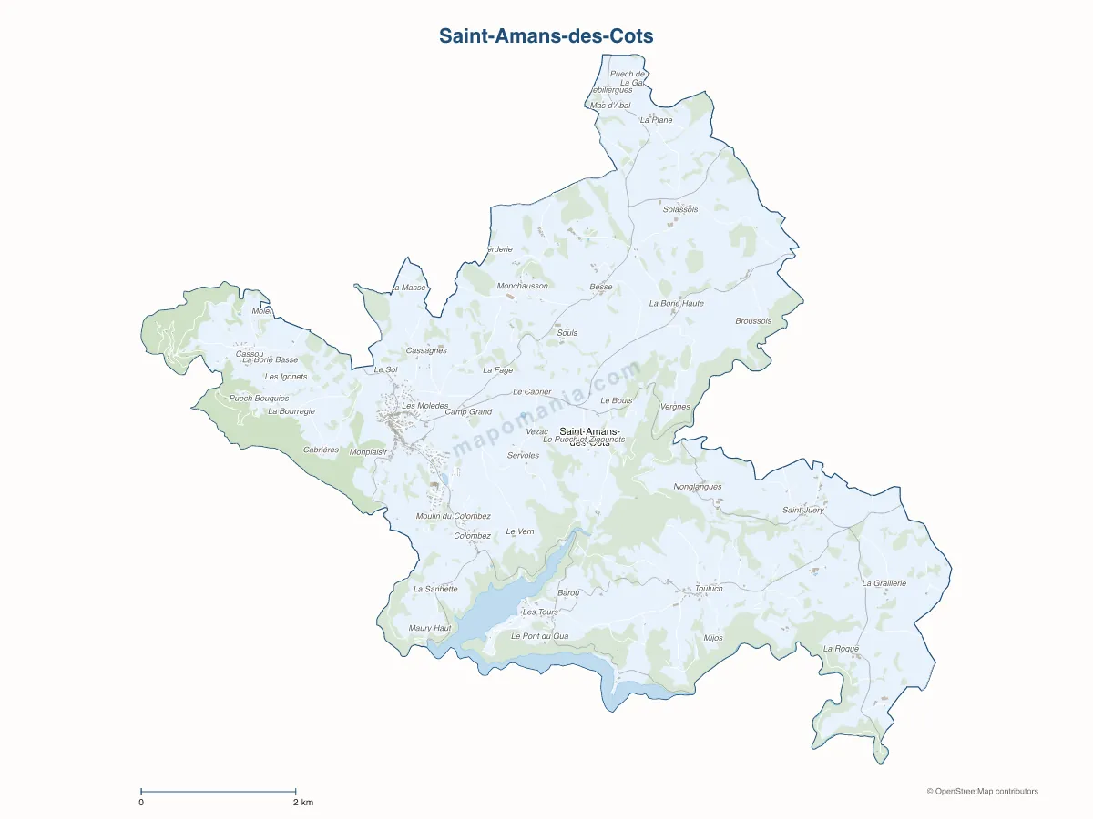 Carte de Saint-Amans-des-Cots à personnaliser