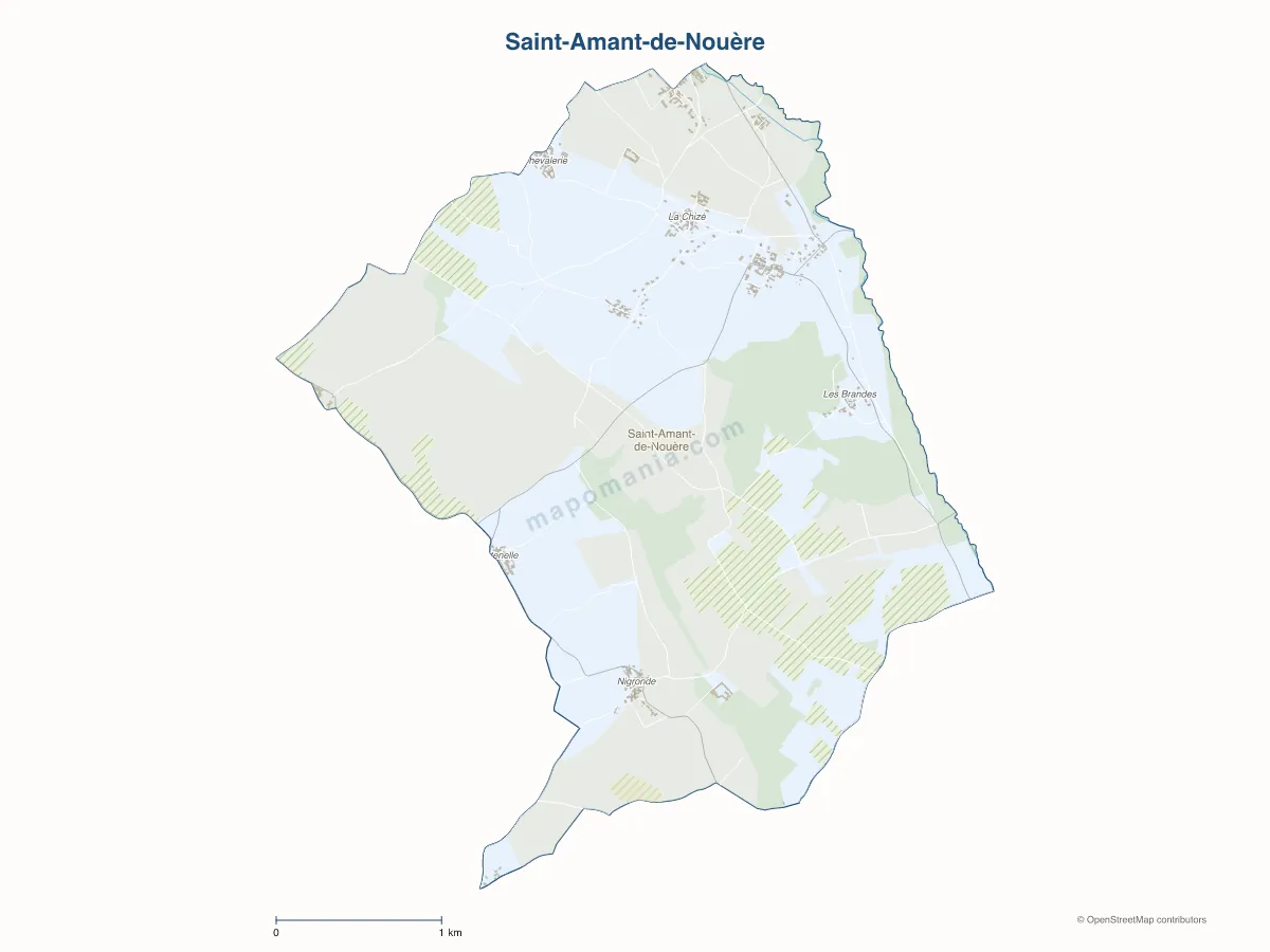 Carte de Saint-Amant-de-Nouère à personnaliser