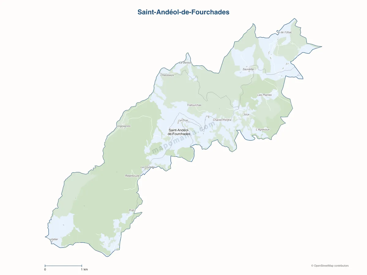 Carte de Saint-Andéol-de-Fourchades à personnaliser