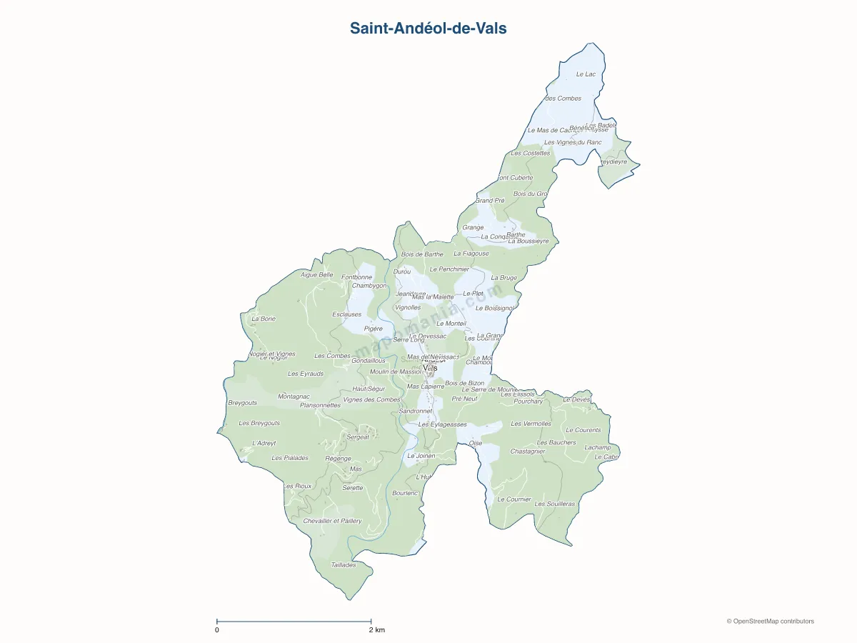 Carte de Saint-Andéol-de-Vals à personnaliser