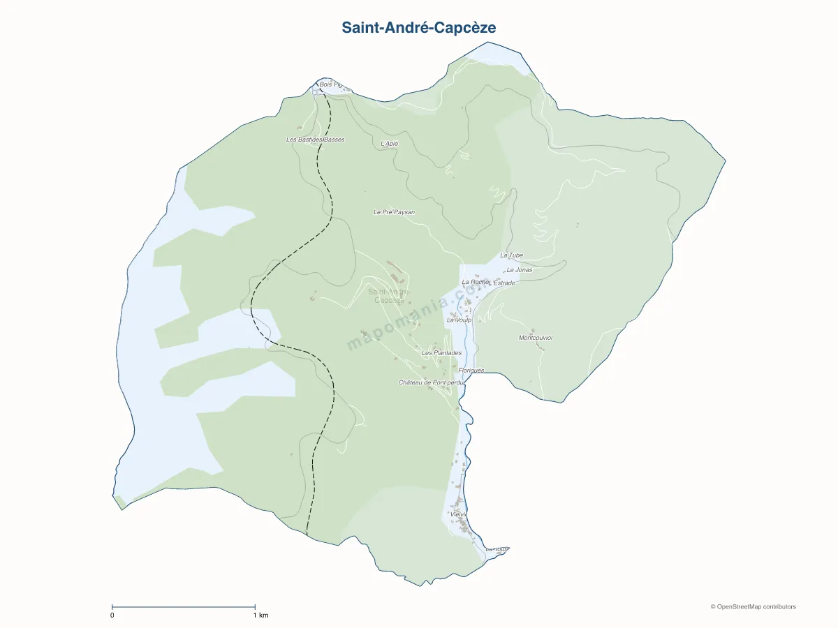 Carte de Saint-André-Capcèze à personnaliser