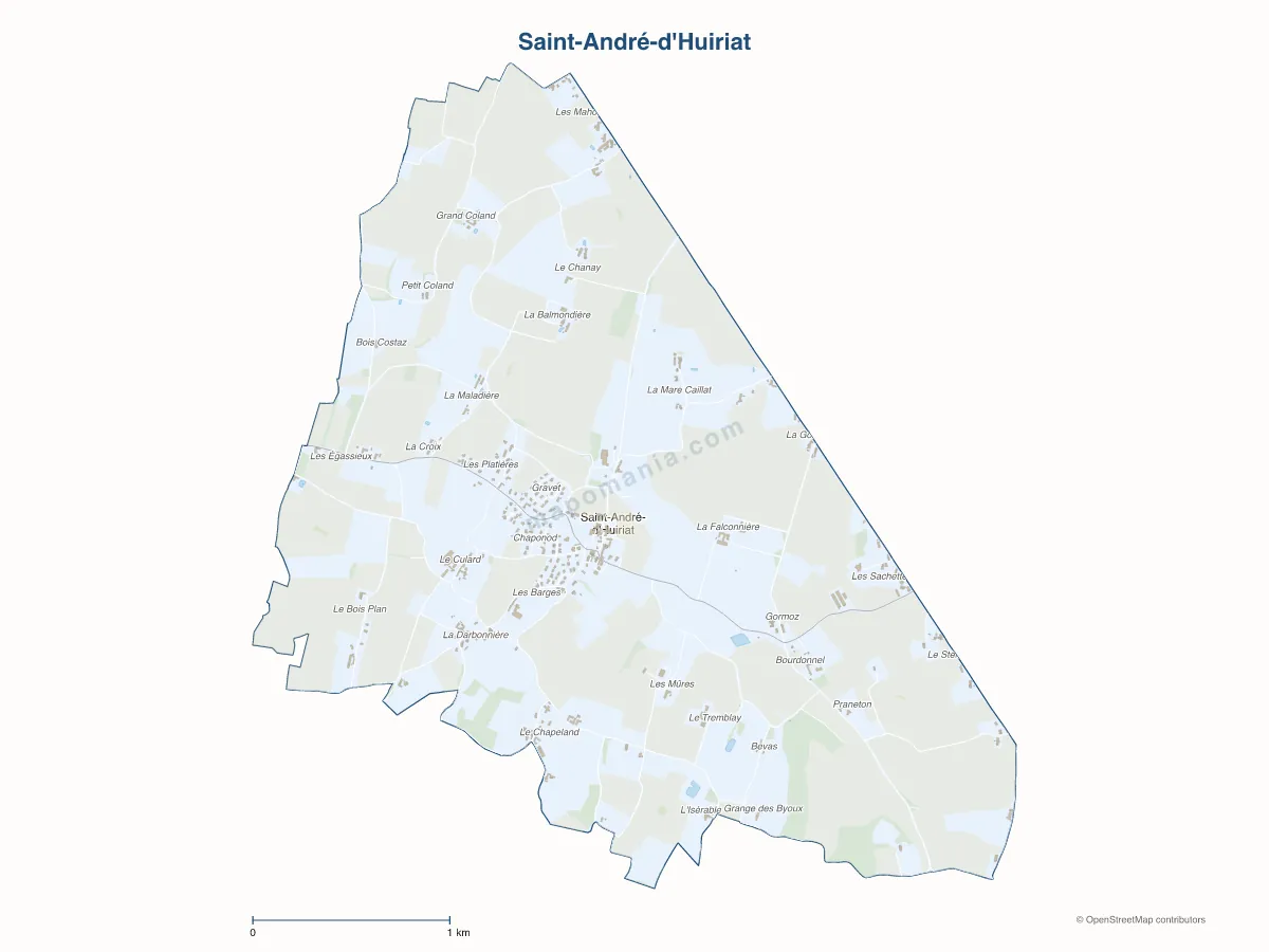 Carte de Saint-André-d'Huiriat à personnaliser