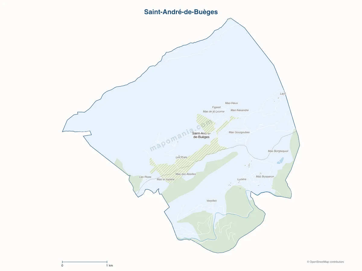 Carte de Saint-André-de-Buèges à personnaliser