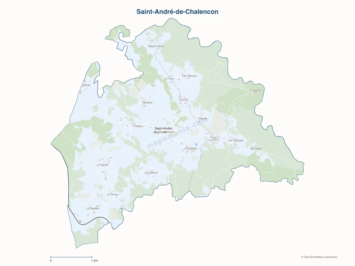 Carte de Saint-André-de-Chalencon à personnaliser