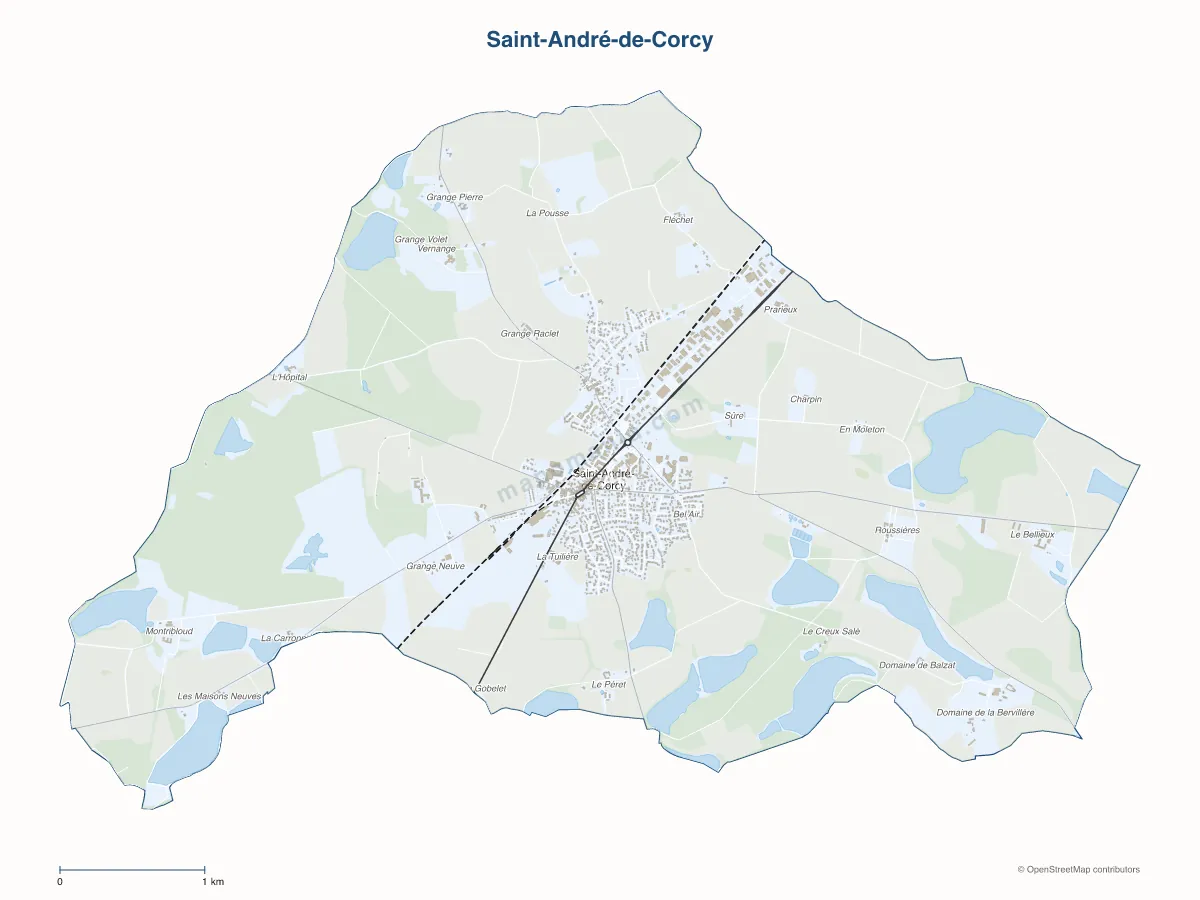 Carte de Saint-André-de-Corcy à personnaliser