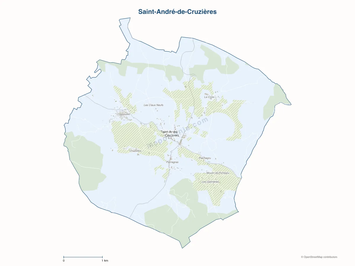 Carte de Saint-André-de-Cruzières à personnaliser