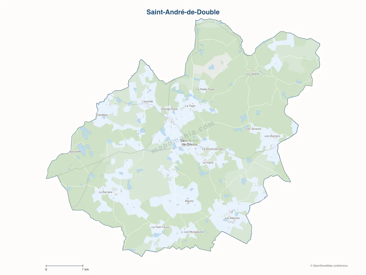 Carte de Saint-André-de-Double à personnaliser