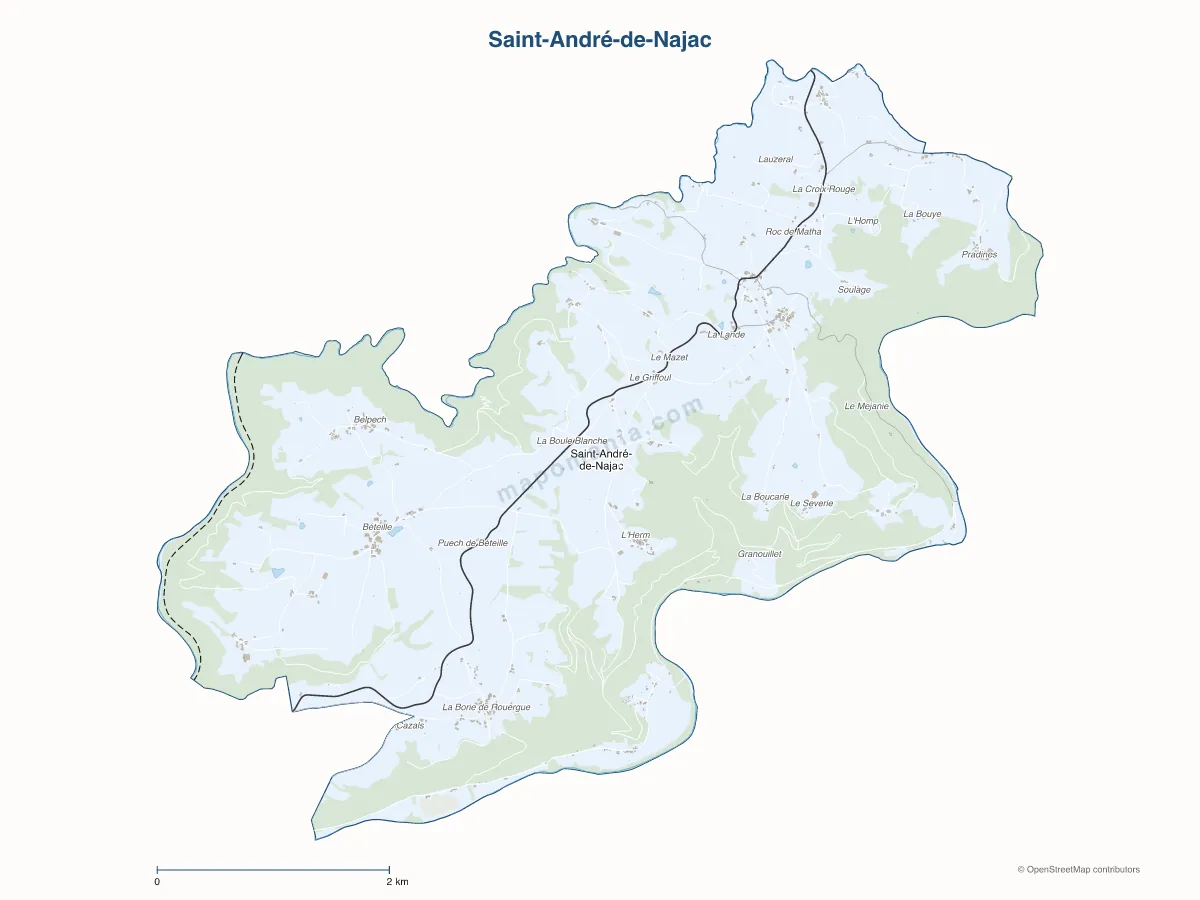 Carte de Saint-André-de-Najac à personnaliser