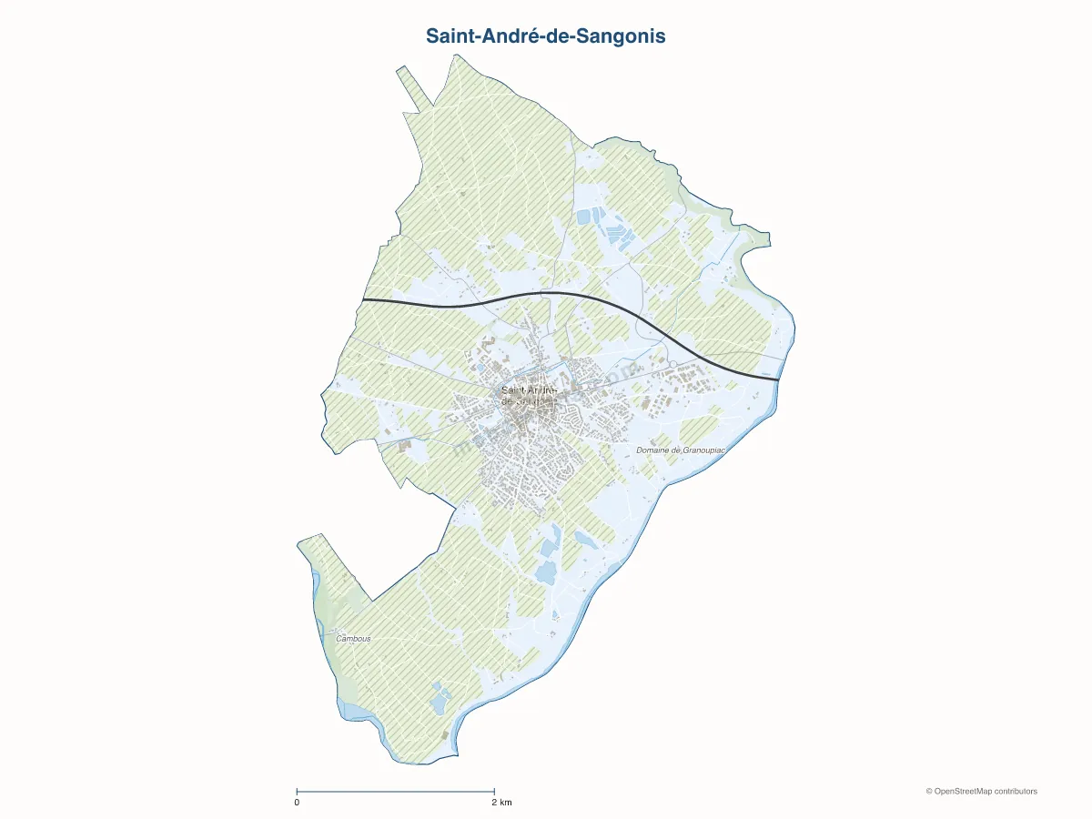 Carte de Saint-André-de-Sangonis à personnaliser