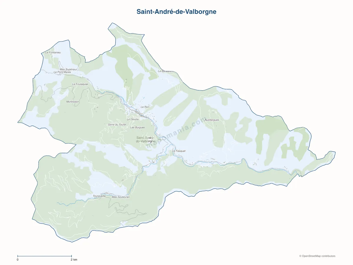 Carte de Saint-André-de-Valborgne à personnaliser