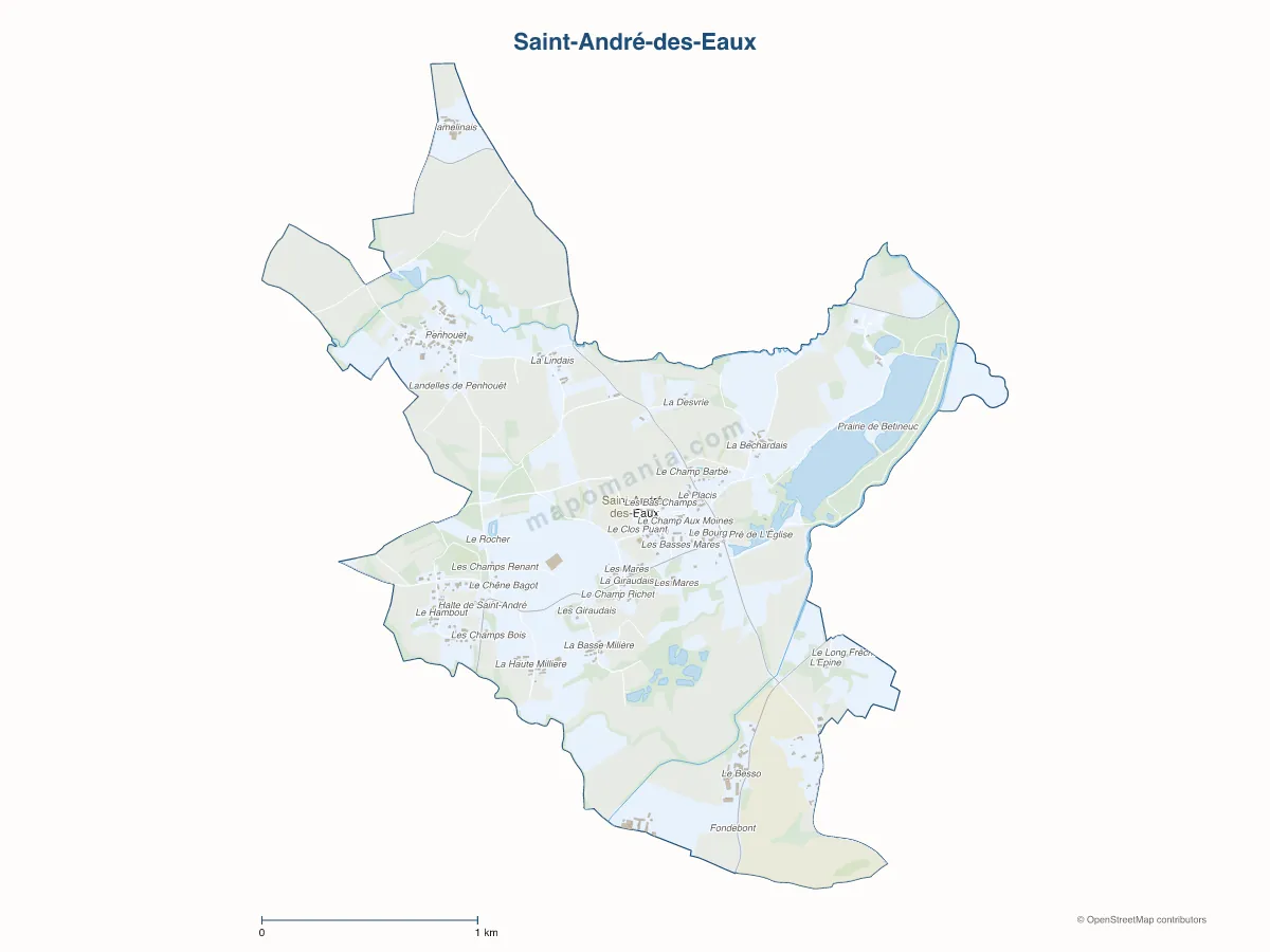 Carte de Saint-André-des-Eaux à personnaliser