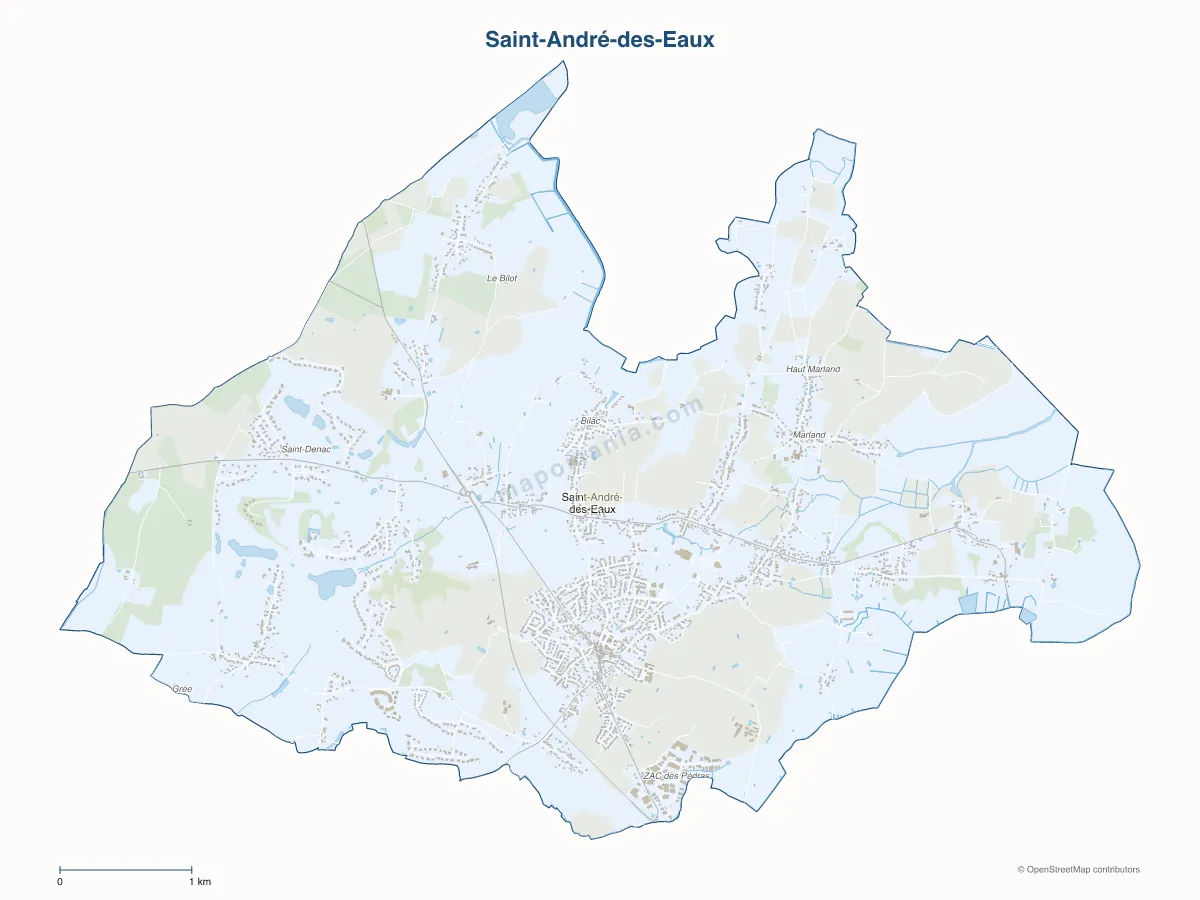Carte de Saint-André-des-Eaux à personnaliser
